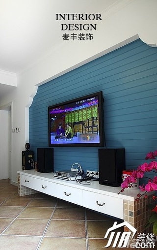 地中海风格公寓经济型90平米客厅电视背景墙装修效果图