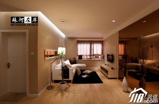 简约风格公寓温馨暖色调富裕型客厅背景墙沙发图片