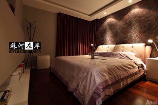 简约风格公寓浪漫咖啡色豪华型卧室背景墙床效果图