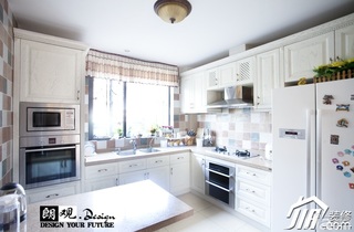 地中海风格公寓古典白色富裕型140平米以上厨房橱柜设计图