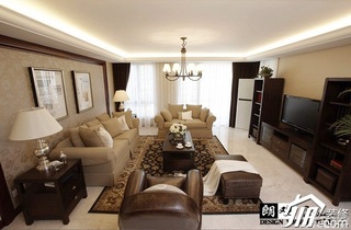 美式风格别墅浪漫咖啡色富裕型140平米以上客厅沙发背景墙沙发图片