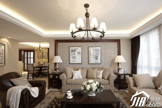 美式风格别墅浪漫咖啡色富裕型140平米以上客厅沙发背景墙沙发效果图