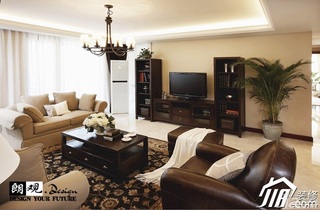 美式风格别墅浪漫咖啡色富裕型140平米以上客厅茶几图片