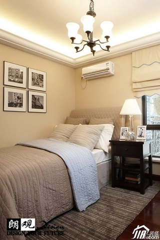 美式风格别墅浪漫咖啡色富裕型140平米以上卧室卧室背景墙床图片