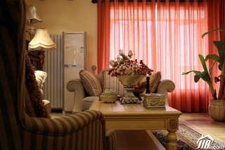 东南亚风格三居室富裕型客厅窗帘效果图