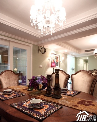 美式风格公寓富裕型130平米餐厅餐桌效果图