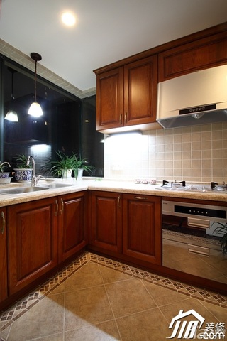 美式风格公寓富裕型130平米厨房橱柜效果图