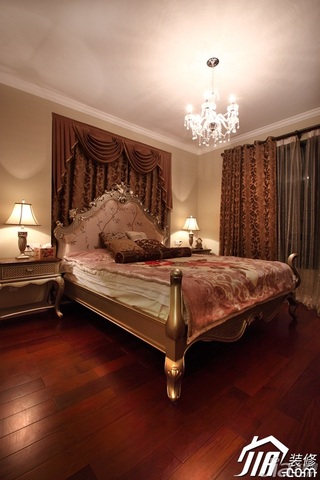 美式风格公寓富裕型130平米卧室卧室背景墙床效果图