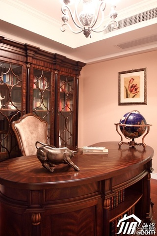 美式风格公寓富裕型130平米书房书桌图片