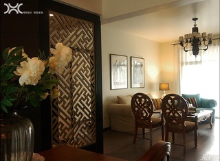 混搭风格公寓温馨原木色富裕型客厅隔断灯具图片