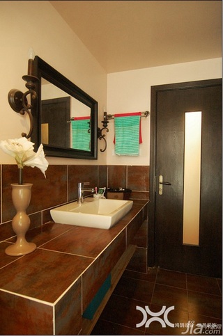 混搭风格公寓温馨原木色富裕型卫生间设计图纸