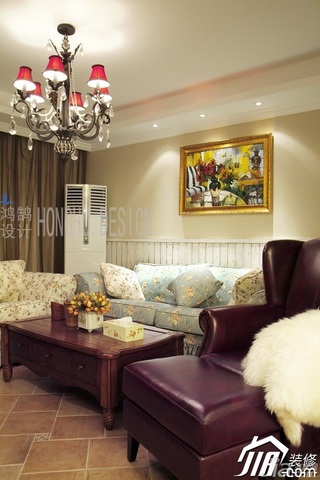 美式乡村风格公寓浪漫富裕型客厅沙发效果图