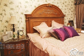 美式乡村风格公寓浪漫富裕型卧室床图片