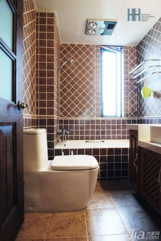 美式风格别墅温馨暖色调富裕型卫生间改造