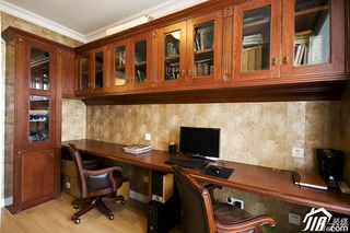 简欧风格公寓原木色富裕型书房书柜图片