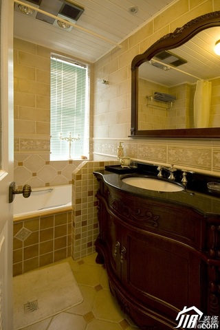 简欧风格公寓富裕型卫生间洗手台效果图
