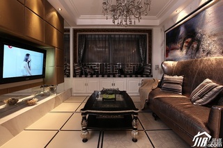 新古典风格公寓奢华褐色豪华型客厅飘窗茶几效果图