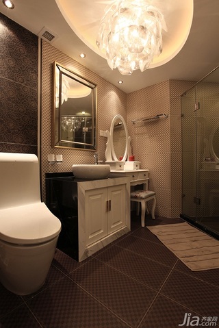 新古典风格公寓奢华褐色豪华型卫生间洗手台图片