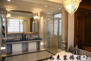 美式风格别墅富裕型卫生间洗手台图片