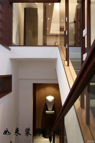 中式风格公寓富裕型楼梯设计图纸