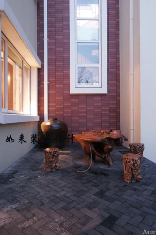 中式风格公寓富裕型露台设计