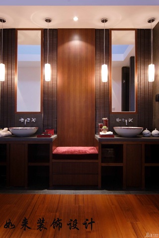 中式风格公寓富裕型卫生间洗手台图片
