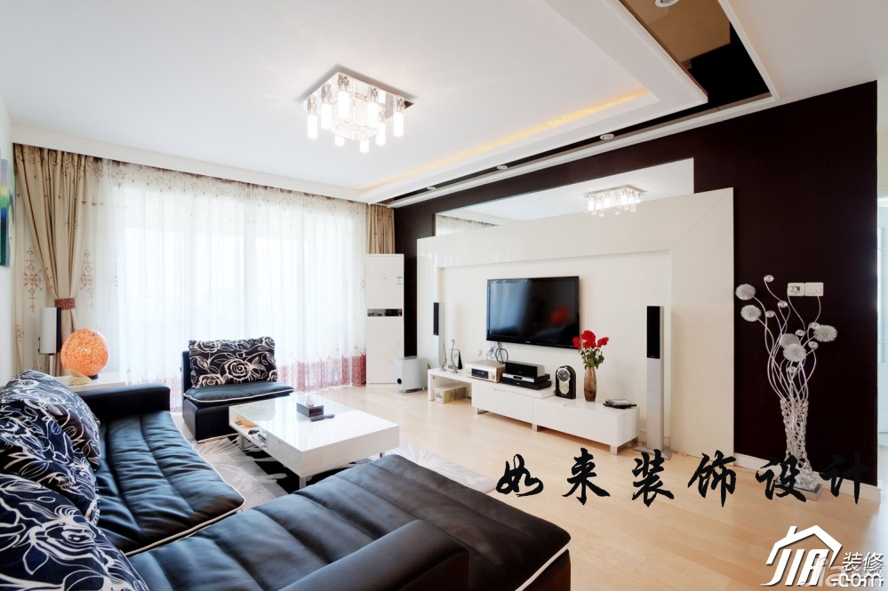 公寓装修,经济型装修,简约风格,如来装饰,客厅,沙发,茶几,窗帘,电视背景墙