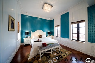 欧式风格别墅蓝色富裕型儿童房床效果图