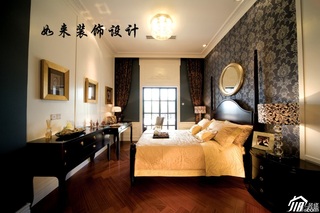 欧式风格别墅古典富裕型卧室壁纸效果图