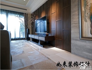 简约风格公寓原木色富裕型客厅电视背景墙设计图