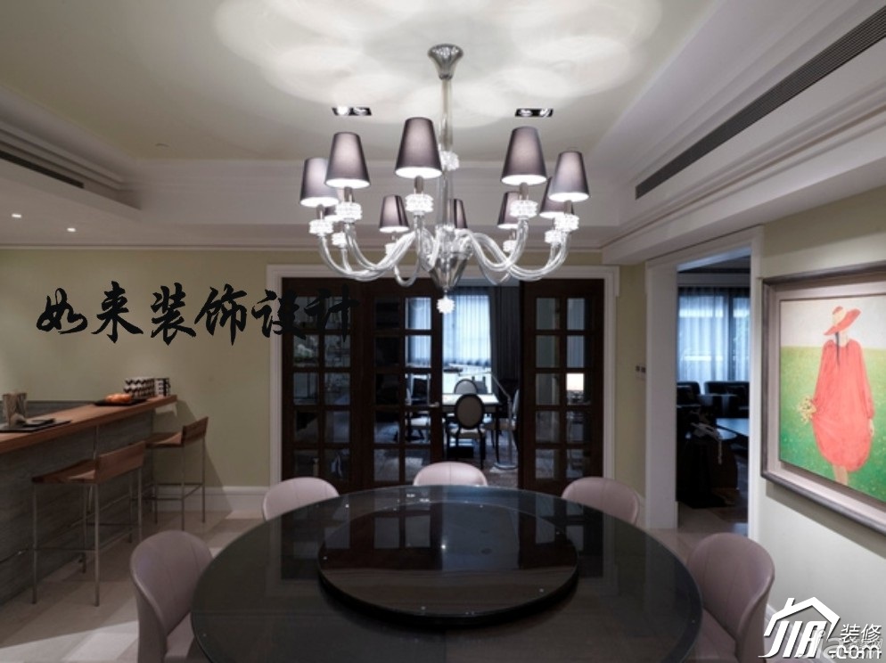 公寓装修,富裕型装修,简约风格,如来装饰,餐厅,餐桌,灯具