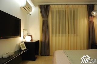 日式风格公寓温馨米色富裕型卧室窗帘图片