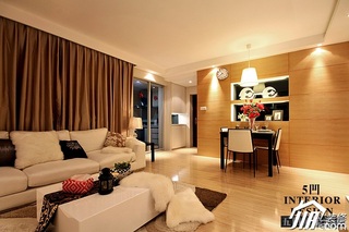 欧式风格公寓温馨米色富裕型客厅窗帘图片