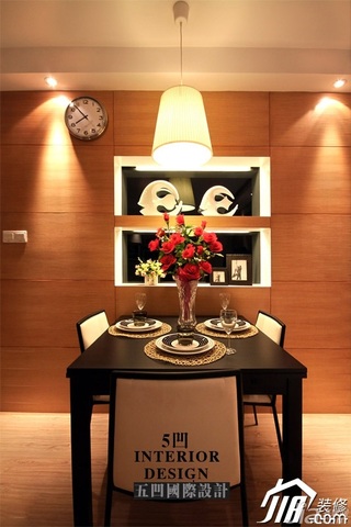欧式风格公寓温馨原木色富裕型餐厅灯具图片