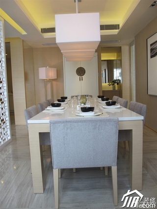 简约风格公寓米色富裕型餐厅餐桌效果图