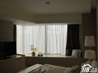 简约风格公寓米色富裕型卧室飘窗窗帘图片