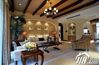 欧式风格别墅古典米色豪华型140平米以上沙发背景墙沙发效果图