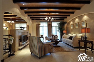 欧式风格别墅古典米色豪华型140平米以上客厅沙发背景墙沙发图片
