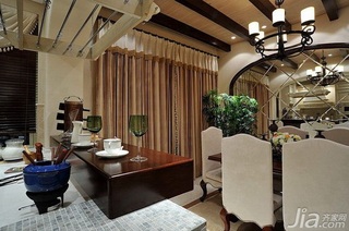 欧式风格别墅古典米色豪华型140平米以上餐厅吧台餐桌效果图