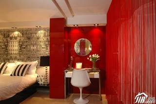 混搭风格复式红色富裕型卧室梳妆台图片