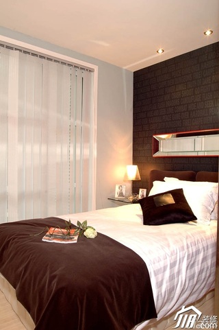 混搭风格复式富裕型卧室背景墙床效果图