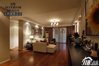 简约风格公寓温馨原木色富裕型客厅沙发背景墙灯具效果图