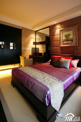 混搭风格公寓温馨富裕型120平米卧室卧室背景墙设计图纸