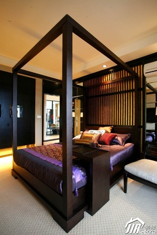 混搭风格公寓温馨富裕型120平米卧室床效果图