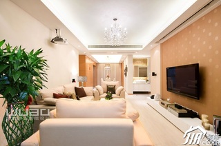 简约风格公寓大气米色豪华型客厅电视柜效果图