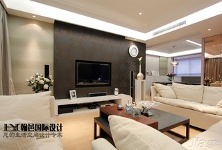 简约风格三居室富裕型140平米以上电视背景墙壁纸效果图