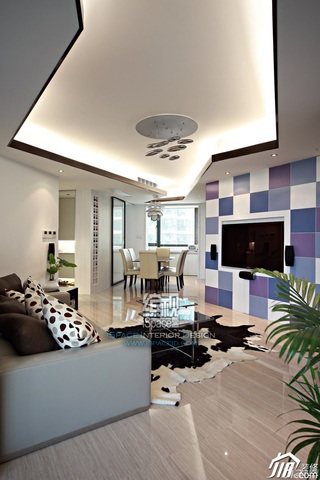 简约风格公寓时尚经济型110平米客厅电视背景墙灯具图片