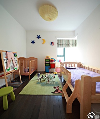 简约风格公寓可爱经济型110平米儿童房背景墙床效果图