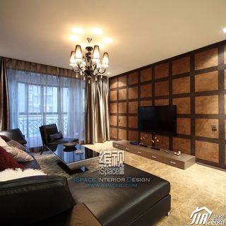 简约风格公寓富裕型110平米客厅电视背景墙茶几效果图