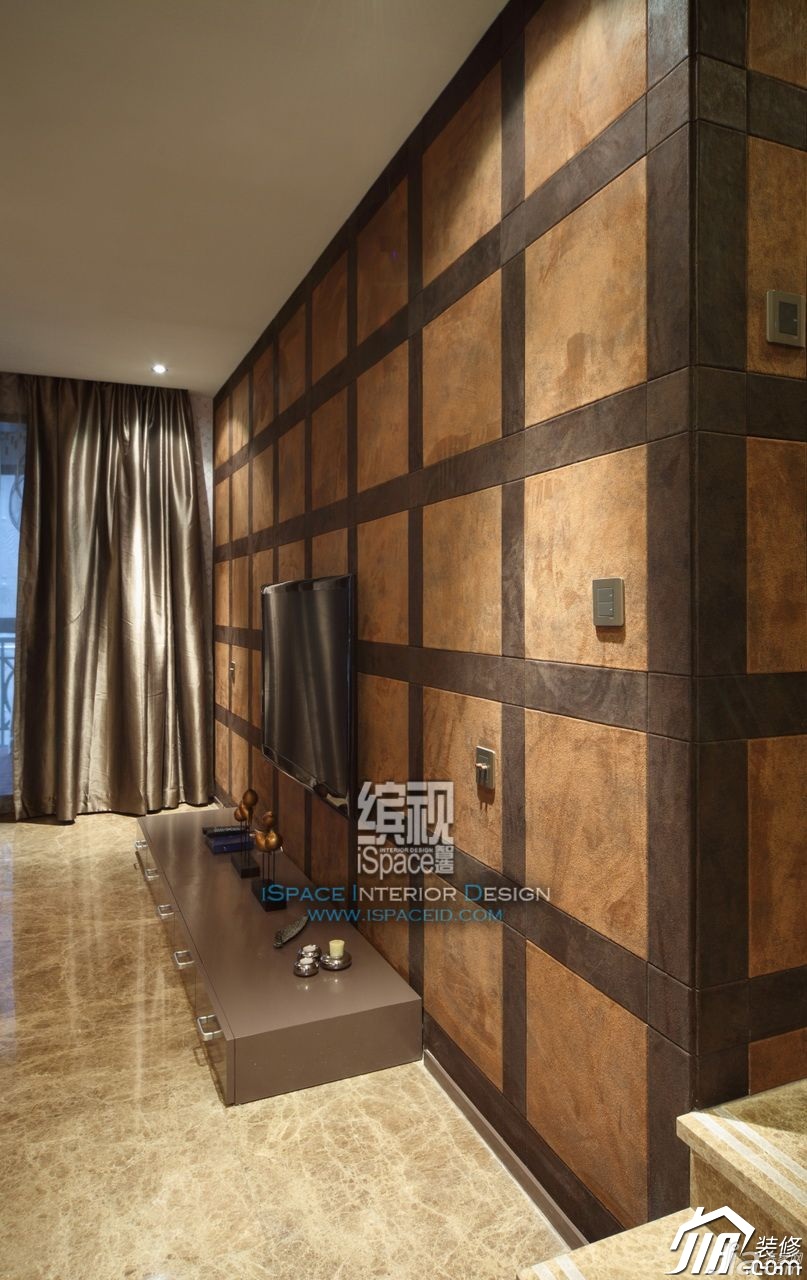 富裕型装修,简约风格,公寓装修,110平米装修,客厅,电视背景墙,电视柜,简洁,缤视设计